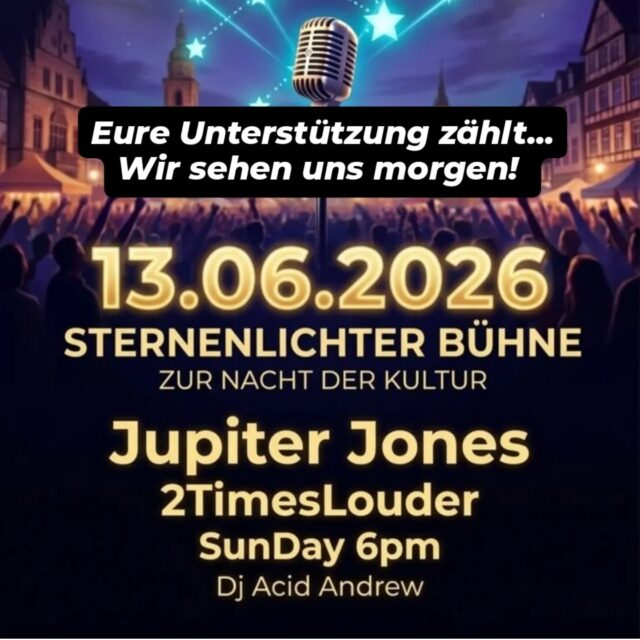 Unterstützt morgen die Sternenlichterbühne zur Nacht der Kultur auf dem Göttinger Wochenmarkt, ujnd setzt ein Zeichen für die Arbeit des Kinder- & Jugendhospiz "Sternenlichter". Wir freuen uns auf Euch.

https://acidandrewmusic.com/news/13-06-2026-acid-andrew-aka-no-one-32-support-sternenlichter-buehne-zur-nacht-der-kultur/

#sternenlichter #sternenlichter_göttingen #nachtderkultur #nachtderkulturgöttingen #goettingen